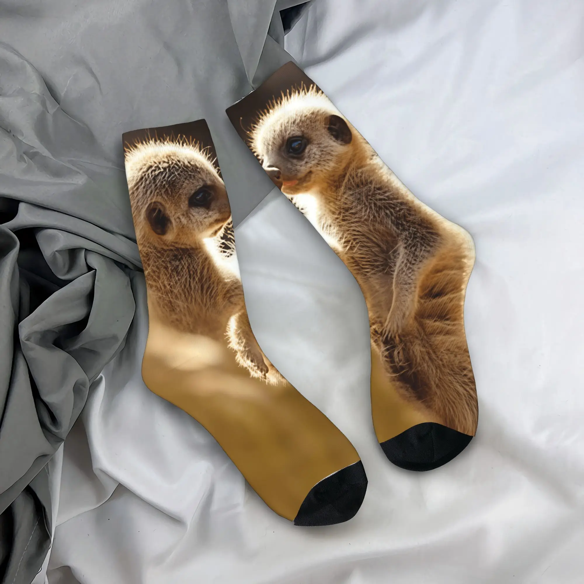 Two Baby Meerkats Nuzzling Each Other Stockings Women Men Socks Quality Funny Socks Winter Skateboard Non-Slip Design Socks Gift