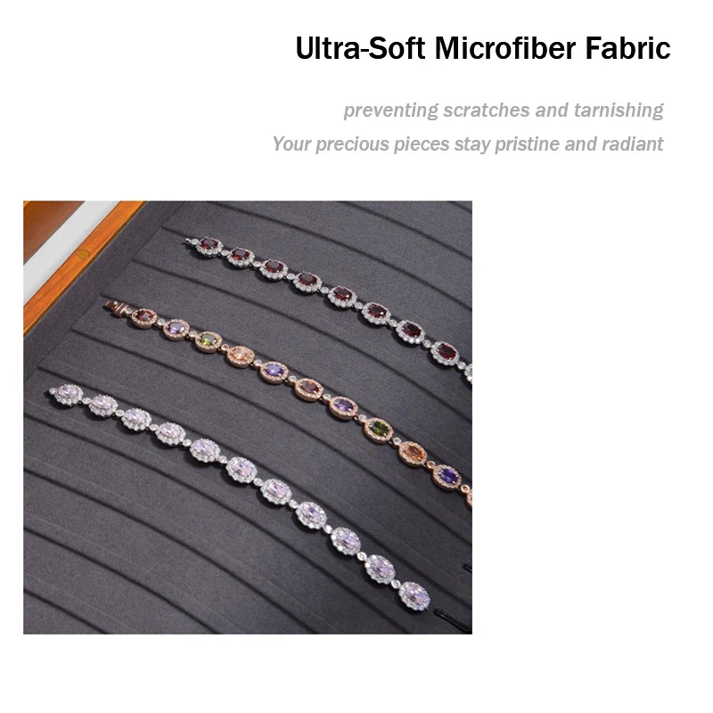 Oirlv Retro Wooden Jewelry Box Ring Necklace Bracelet Display Case Jewelry Case Transparent Jewelry Organizer Case For Women