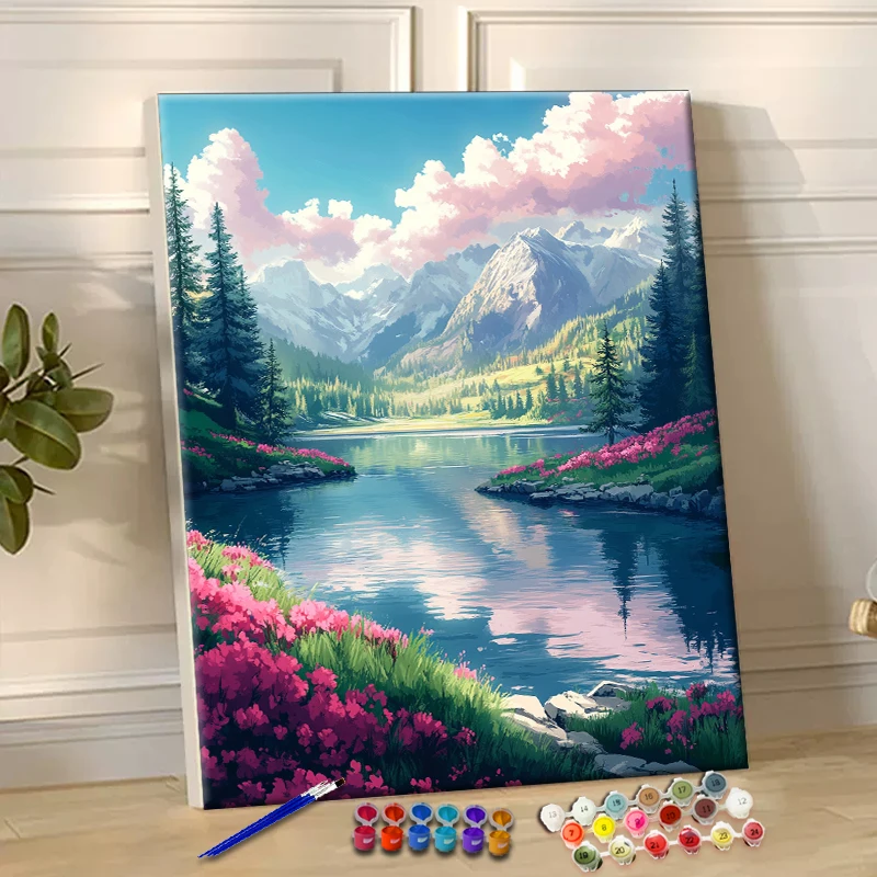 Painting By Numbers Spring is Blooming  Acrylic Paint Canvas Dropshipping Portrait Family Children Photo Christmas gifts