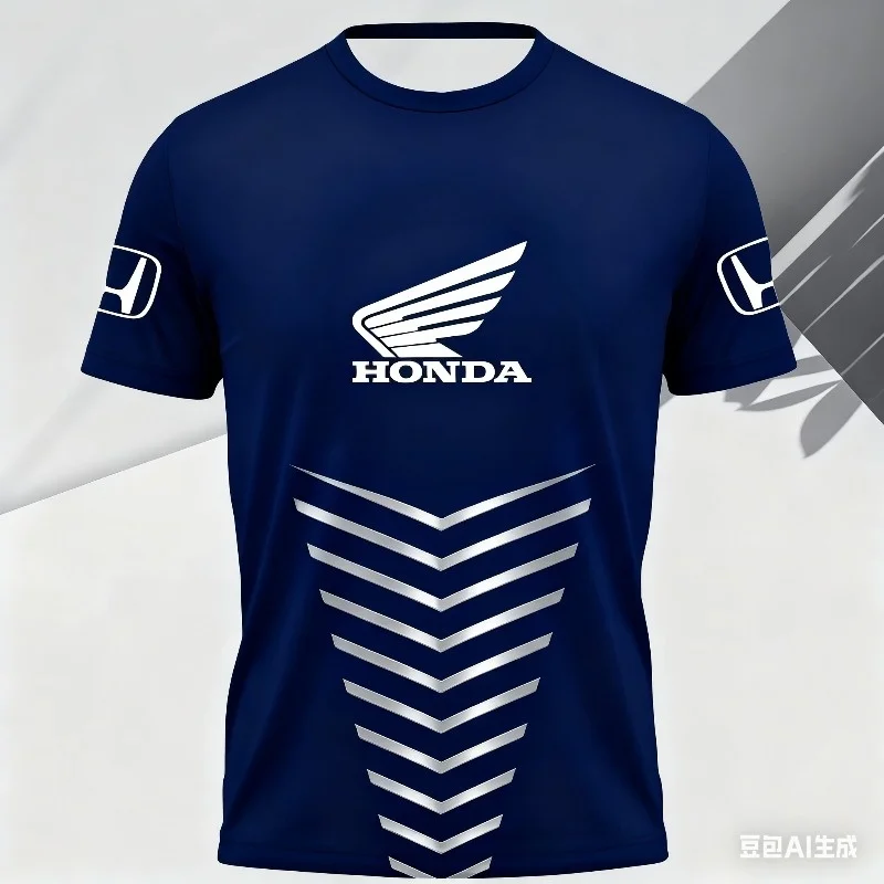 

Sport Honda Quick Dry Racing Men Color Print Motorcycle Biker Jersey Sportswear Short Sleeve Lightweight Outdoor T-shirt