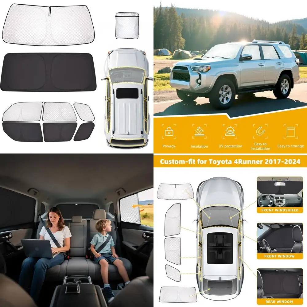 

Custom Full Set Car Window Shades for 2017-2024 Toyota 4Runner, Blackout Privacy, UV Protection, Heat Blocking Ideal for Camping