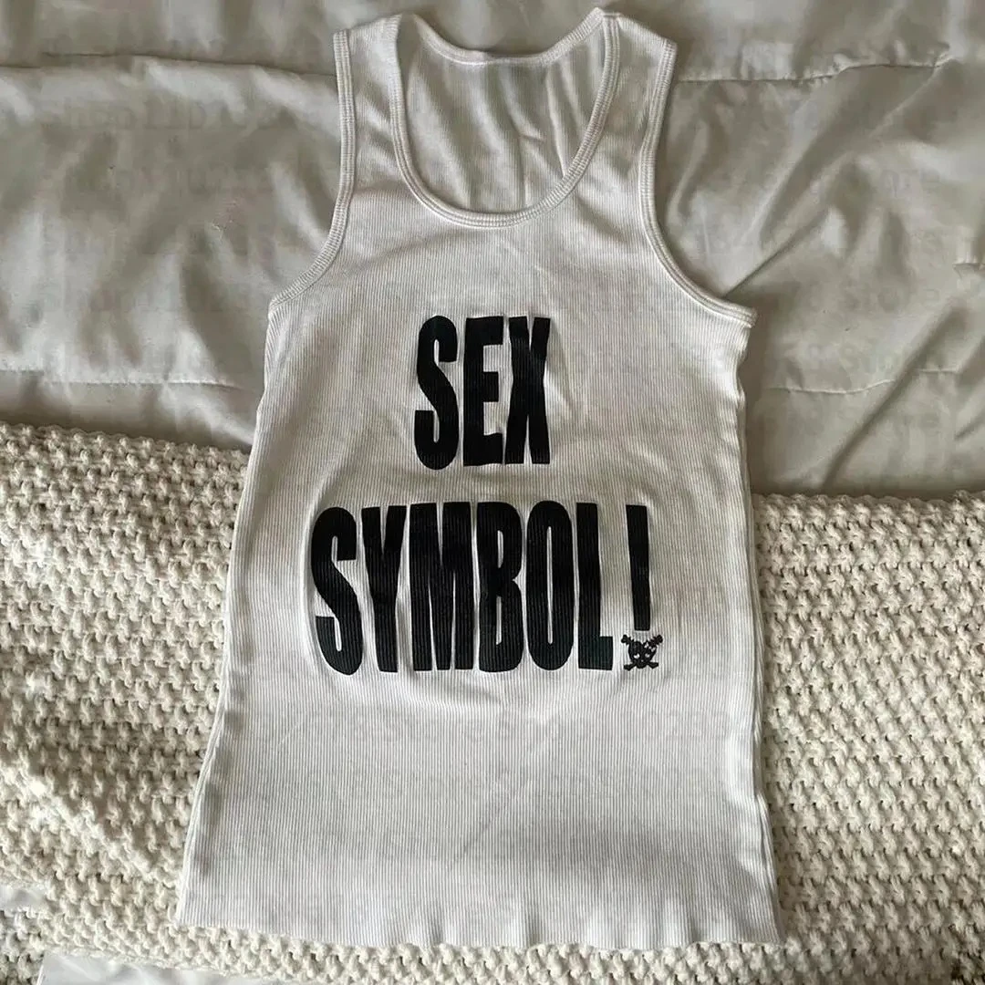 Letter Print Tank Tops White Tops for Women Backless Slim Sleeveless Camisole Cropped Tops Corset Top 2000s Female Tops E-girls