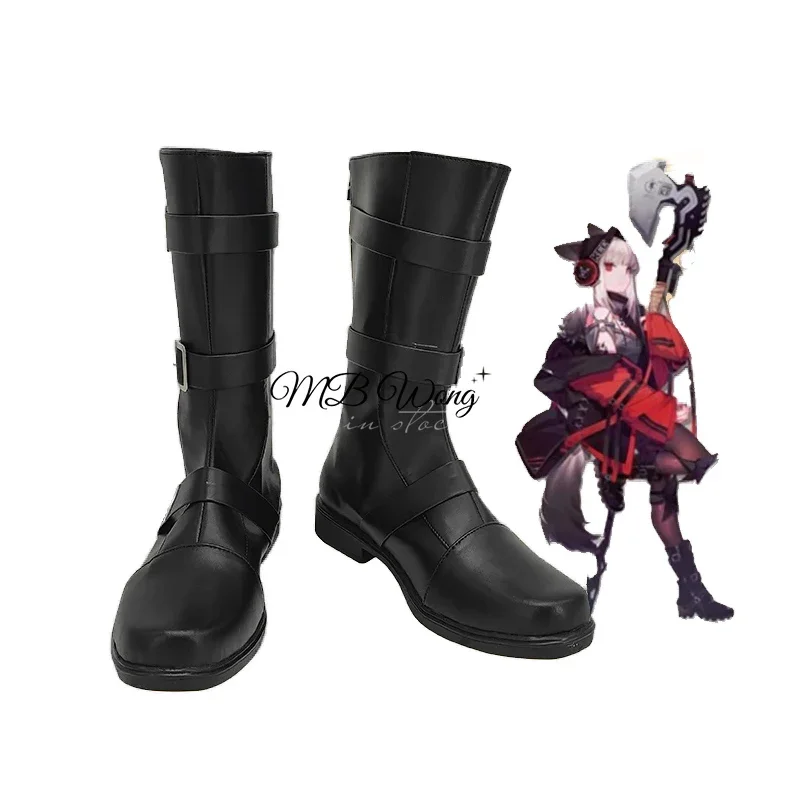 

FC6Arknights Frostleaf Black Shoes Cosplay Long Boots Leather Halloween Carnival Cosplay Accessories Custom Made For Girl F@FC8！