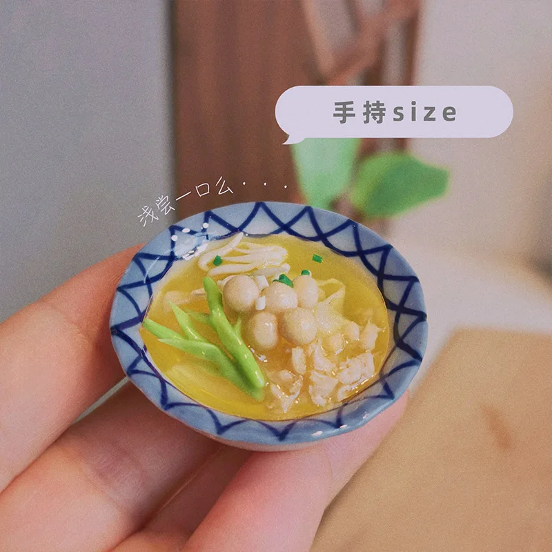 1:12 Miniaturized Thai Food Tom Yum Soup Plate Toys Model Doll House Accessories Mini Dish Restaurant Scene Photography Props