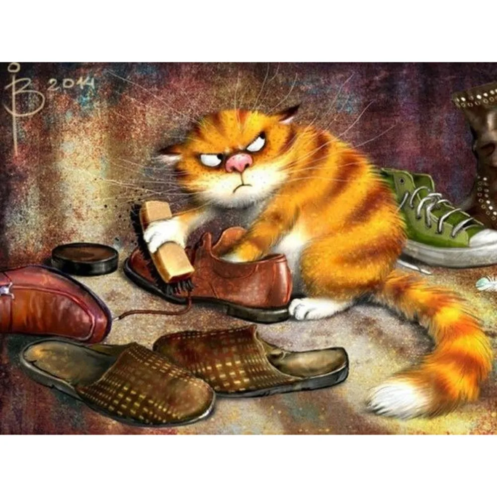 Animal Cat Cross Stitch 11CT Embroidery Needlework Craft Set Cotton Thread Printed Canvas Home Decoration On Sale New Design