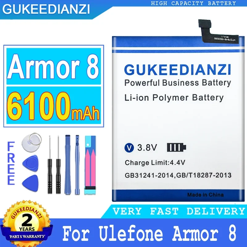 

GUKEEDIANZI Battery for Ulefone Armor 8, Replacement Batteries, Big Power Battery, 6100mAh