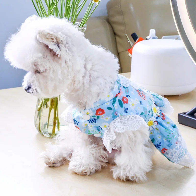 1PC Pet Apparel Dog Spring/Summer Thin Floral Princess Dress Breathable and Comfortable Daisy Flowers For Small Medium Dogs