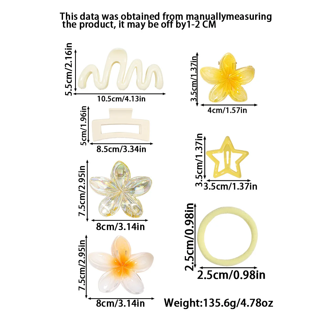 

Большие заколки для волос, 76 шт., допамин, цветочный сладкий милый набор резинок для волос с приподнятой частью, набор модных оптовых аксессуаров