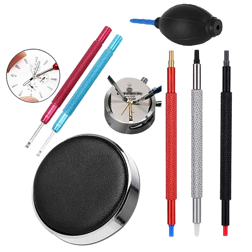 Imagen 2 del producto Kits de reparación de relojes, soplador de goma y almohadillas de protección contra el polvo, pluma de aguja, cepillo de limpieza, traje, herramientas de reparación de relojes, kit de mantenimiento