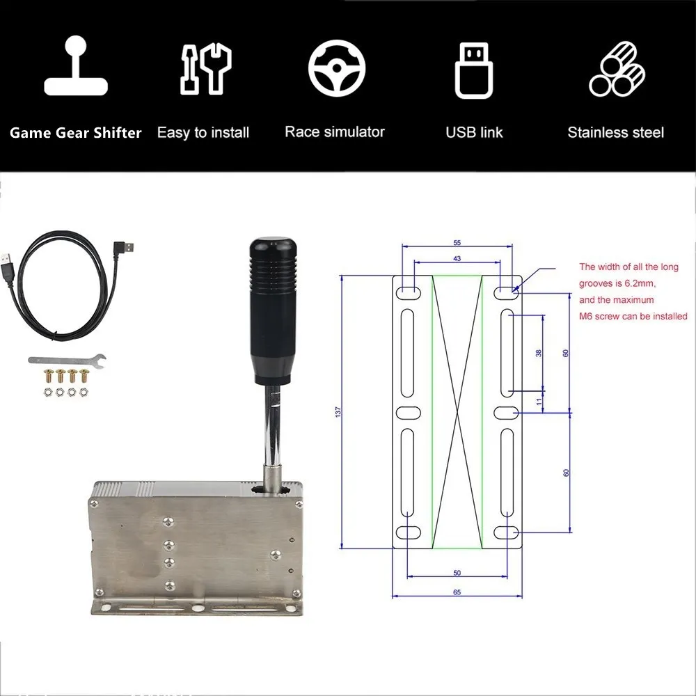 PC USB Sim Racing Games Sequential Shifter H Gear Shift For Logitech G25 G27 G29 G920 G923 Thrustmaster T300RS/GT T500 For ETS2
