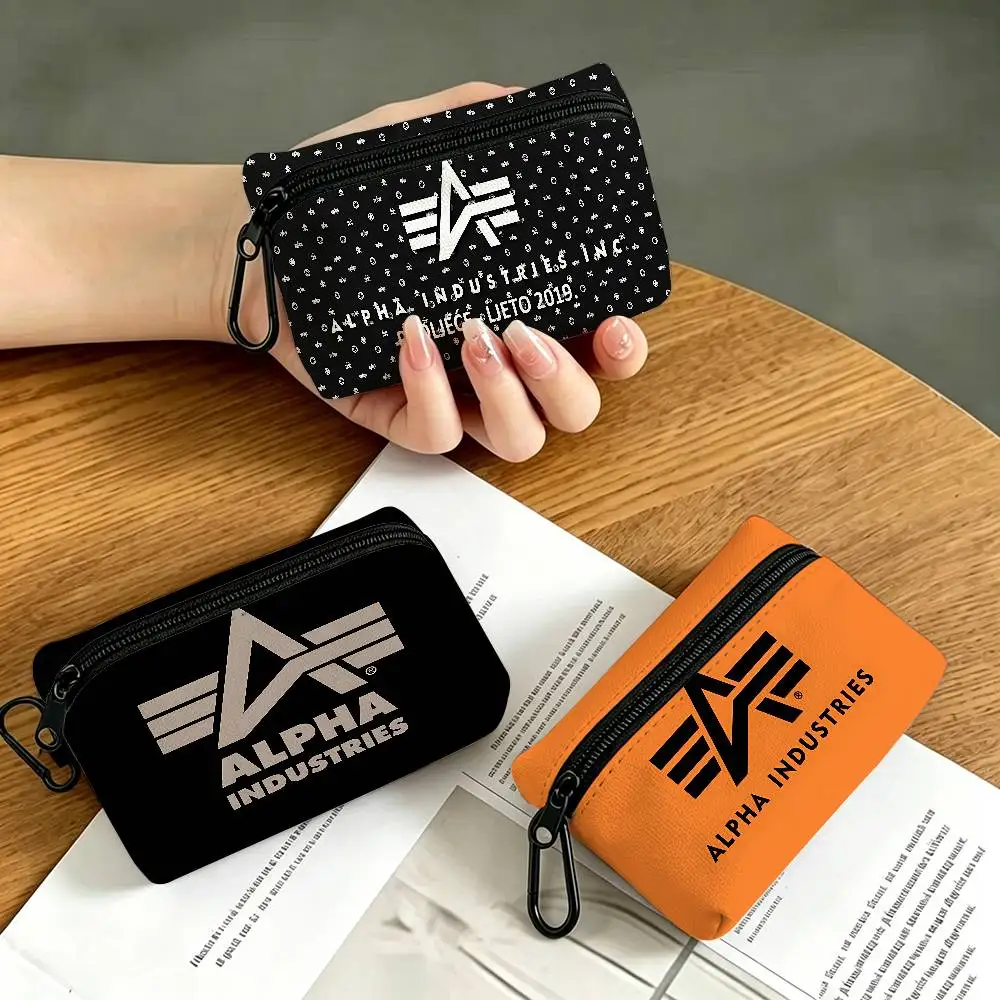 A-Alpha La I-Industries logo Multifunctional Oxford Cloth Small Pouch With Hook Mini Coin Wallet Earbud Storage Bag