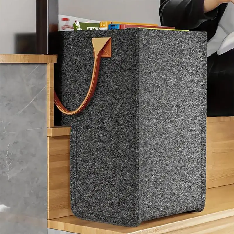 

Фетровая корзина для хранения лестницы, складная корзина для белья, корзина для лестницы, домашний органайзер, ящик для хранения лестницы с ручкой из искусственной кожи