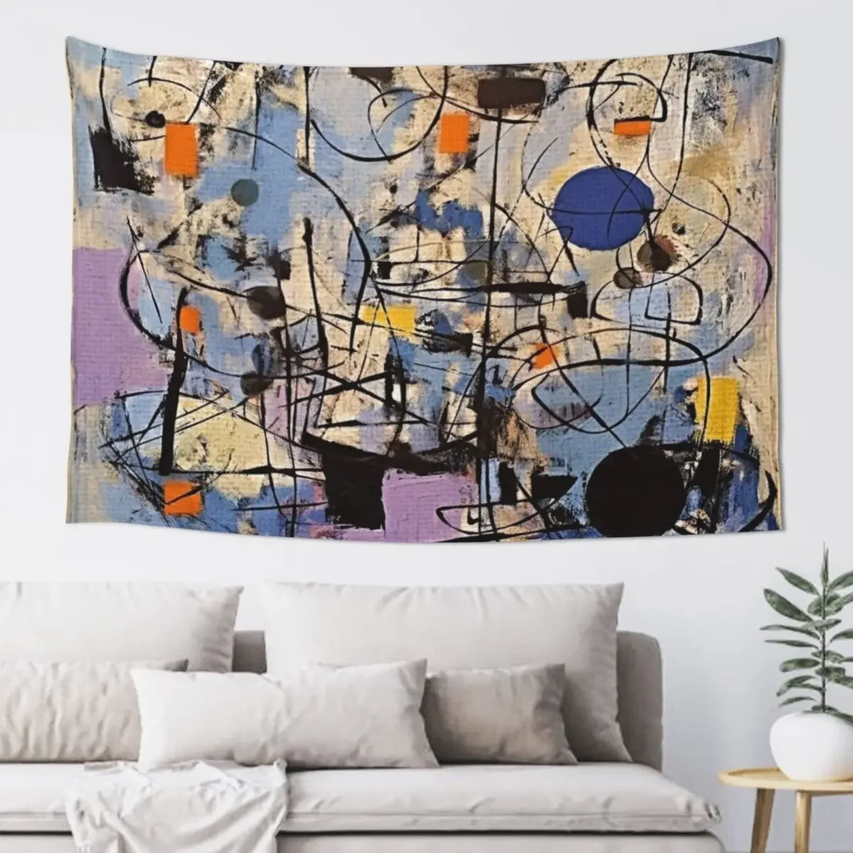 A Time Of Joy, 1950s Style Abstract Painting by Bossy Cat Home Tapestry Room Decor House Decoration Home Supplies Tapestry