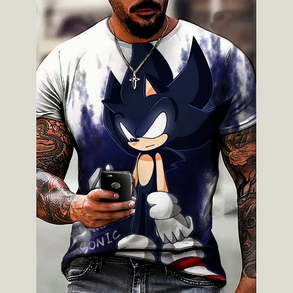 

Sonic Parent-Child Clothing Print T-shirt Dad and mom kids Short Sleeve Family Matching Outfits Casual Top