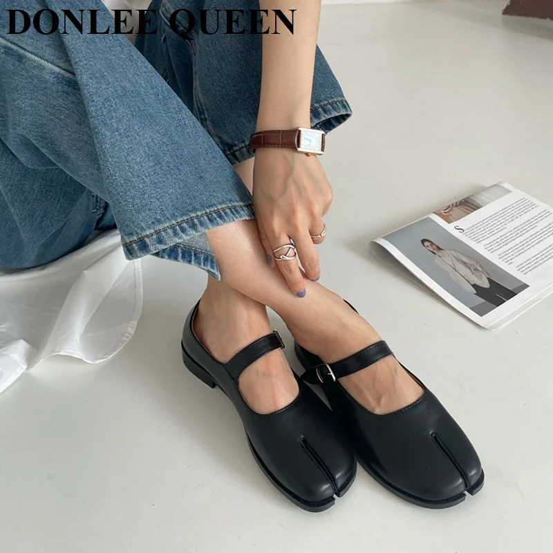 2024 Spring New Split Toe Mary Jane Flats Ladies Shoes Women Female Retro Vintage Girl Daily Novelty Solid Ninja Ballerina Mujer