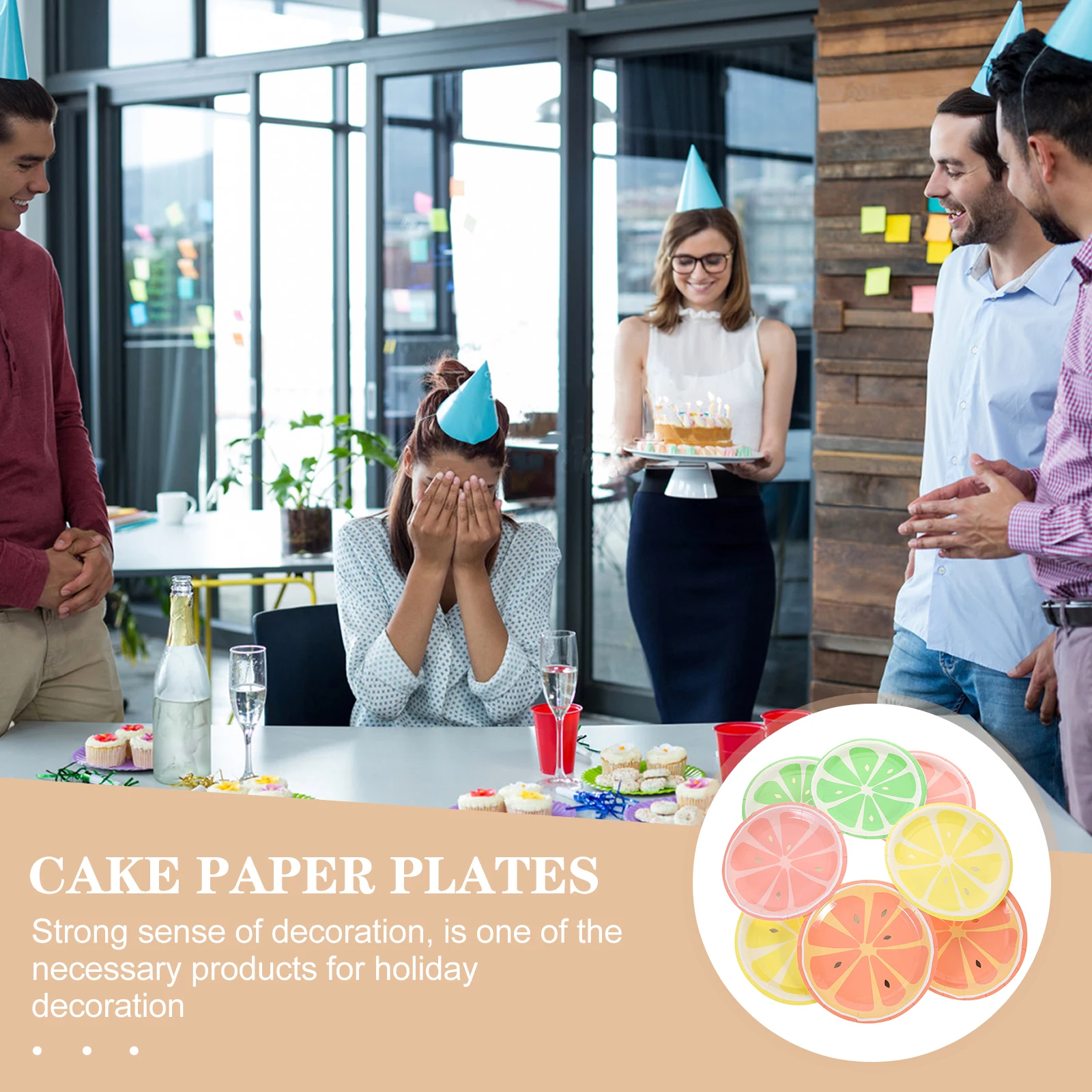 

8 Pcs Paper Plate Set Multi-function Plates Birthday Party Cup Popular Dessert for Cake