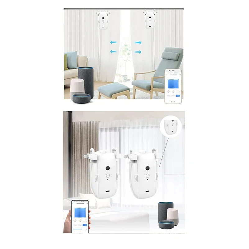 

2PCS Tuya Smart Automatic Curtain Opener Bluetooth T/U-Rail Curtains Switch Robot Remote Control For Alexa Google Home