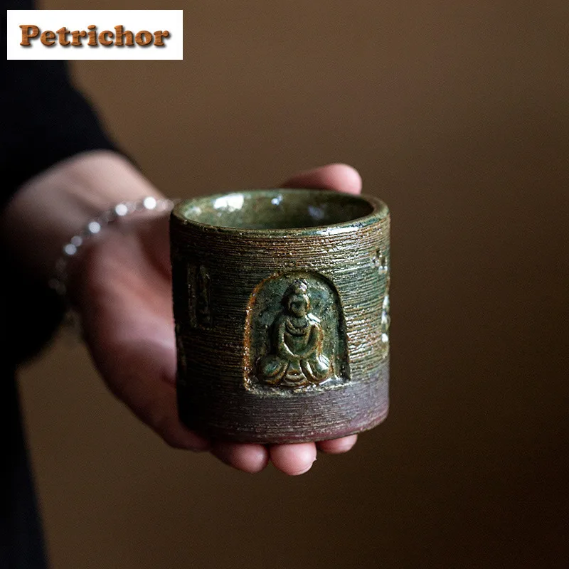

Чайная чашка Dunhuang Impression ручной работы, винтажная чайная чаша, набор чайных чашек, чашка для медитации, чашки Chazhan Master, принадлежности для чайной посуды