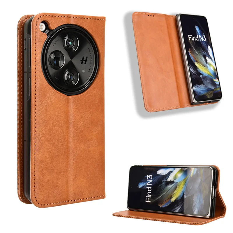 Para Oneplus cubierta abierta de lujo Flip PU Cartera de cuero funda de adsorción magnética para Oneplus Open 1 + bolsas de teléfono abiertas