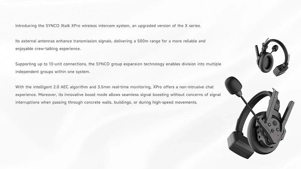 SYNCO XTalk XPro XPro2 XPro5 2.4GHz ワイヤレスヘッドセット通信