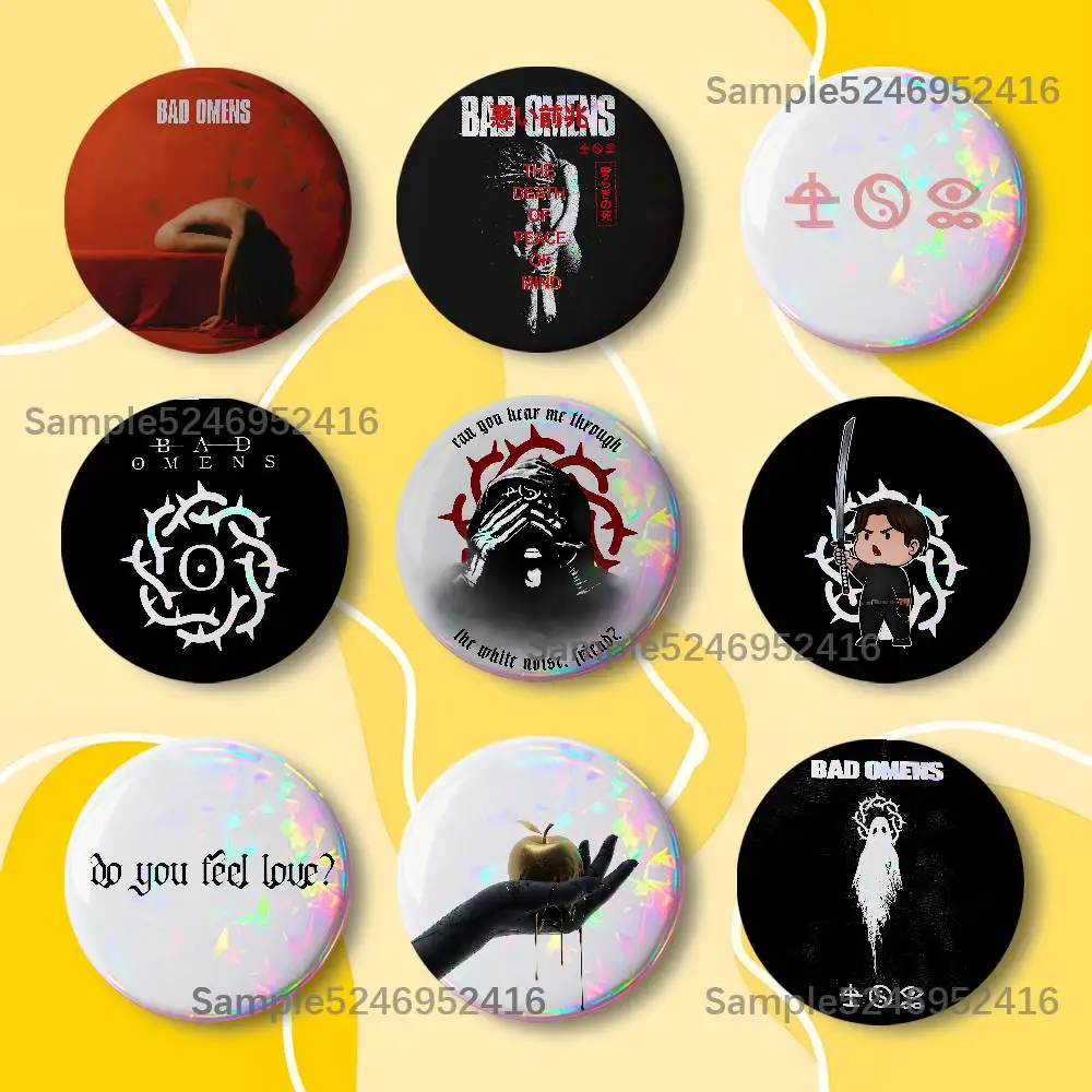 B-Bad O-Omens THE DEATH OF Laser Badge Round Creative Pins Brooch Niche Design Brooch for Backpack Lapel Pins Accessories