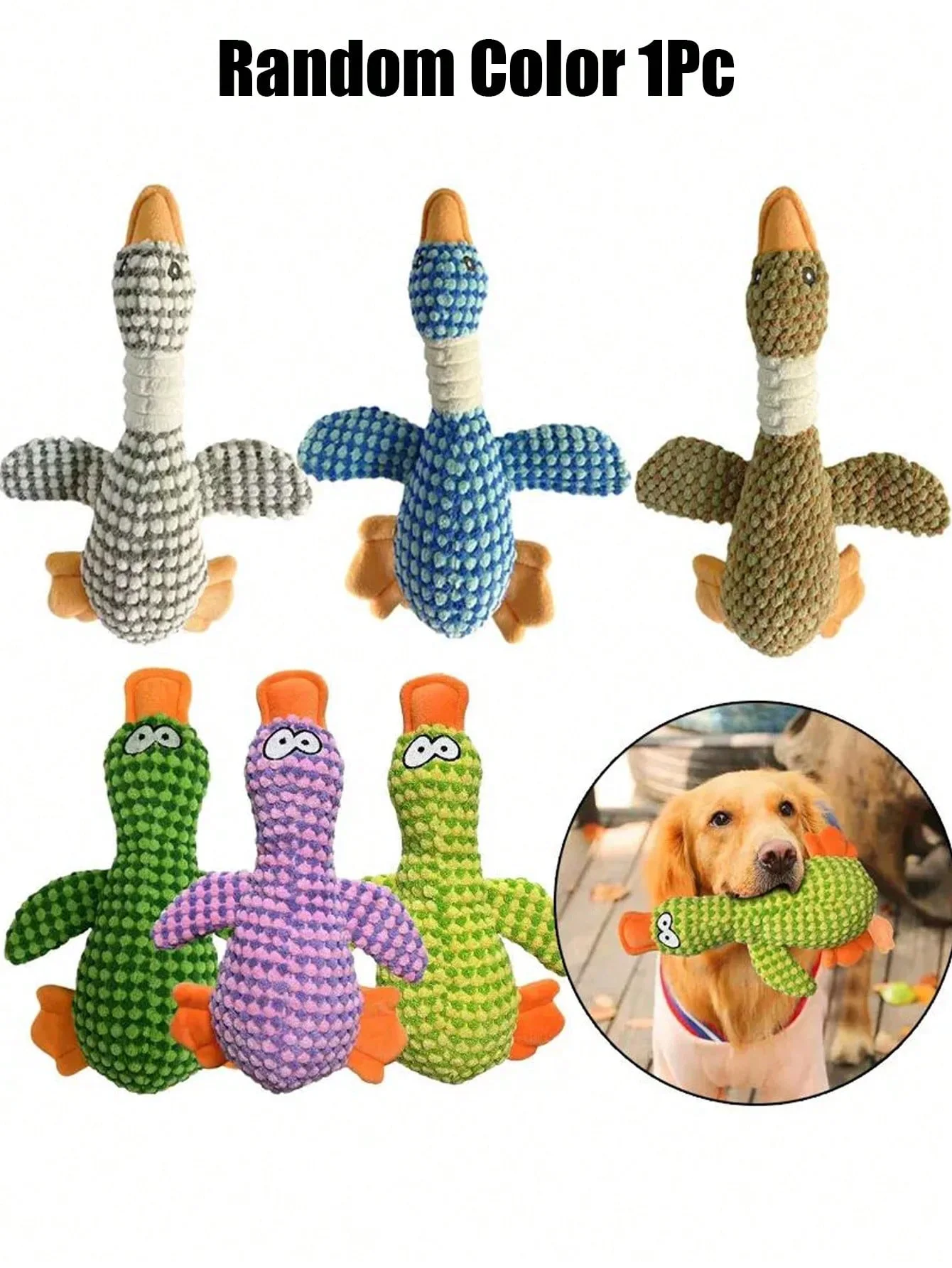 Bissfestes, geräuschmachendes Enten-Plüschtier | Hundespielzeug zum Kauen und Zähneputzen zur Linderung von Langeweile | Interaktives Kau-Set für Haustiere, integriert – Detail 2