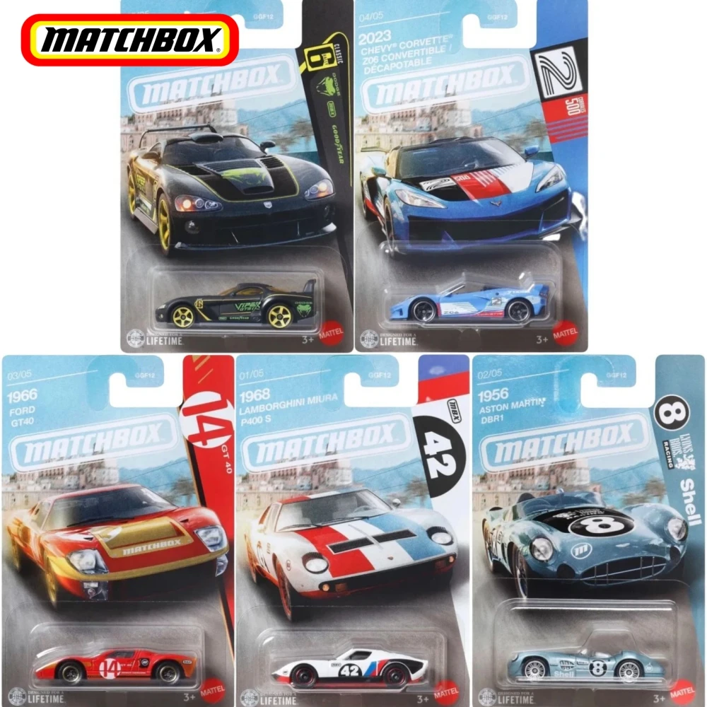 Nuevo Set de Coches a Escala Matchbox Premium Regular en Caja GGF12N, Regalo Coleccionable, Lamborghini P400S, Aston DBR1, GT40, Corvette Z06, Viper GTS-R
