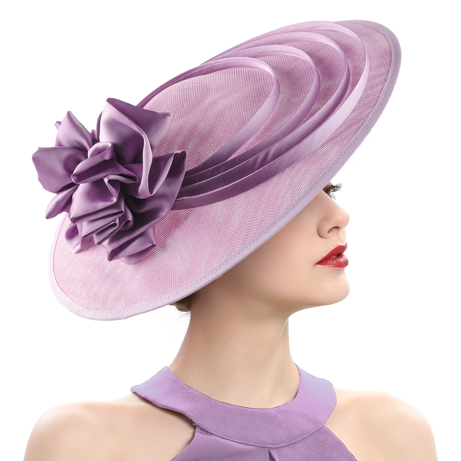 Fascinateur de grande fleur rouge pour femme, chapeau d'église Sinamay blanc, bandeau de sauna de luxe, bandeau de thé cocktail, chapeau Derby de tri, mariage