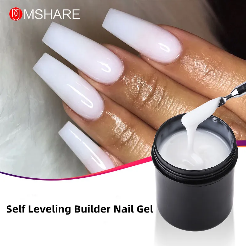 MSHARE Transparent Super Clear Self-leveling Gel Camouflage Encapsulated for Nail Extension UV Poly Nail Gel 5oz 142g