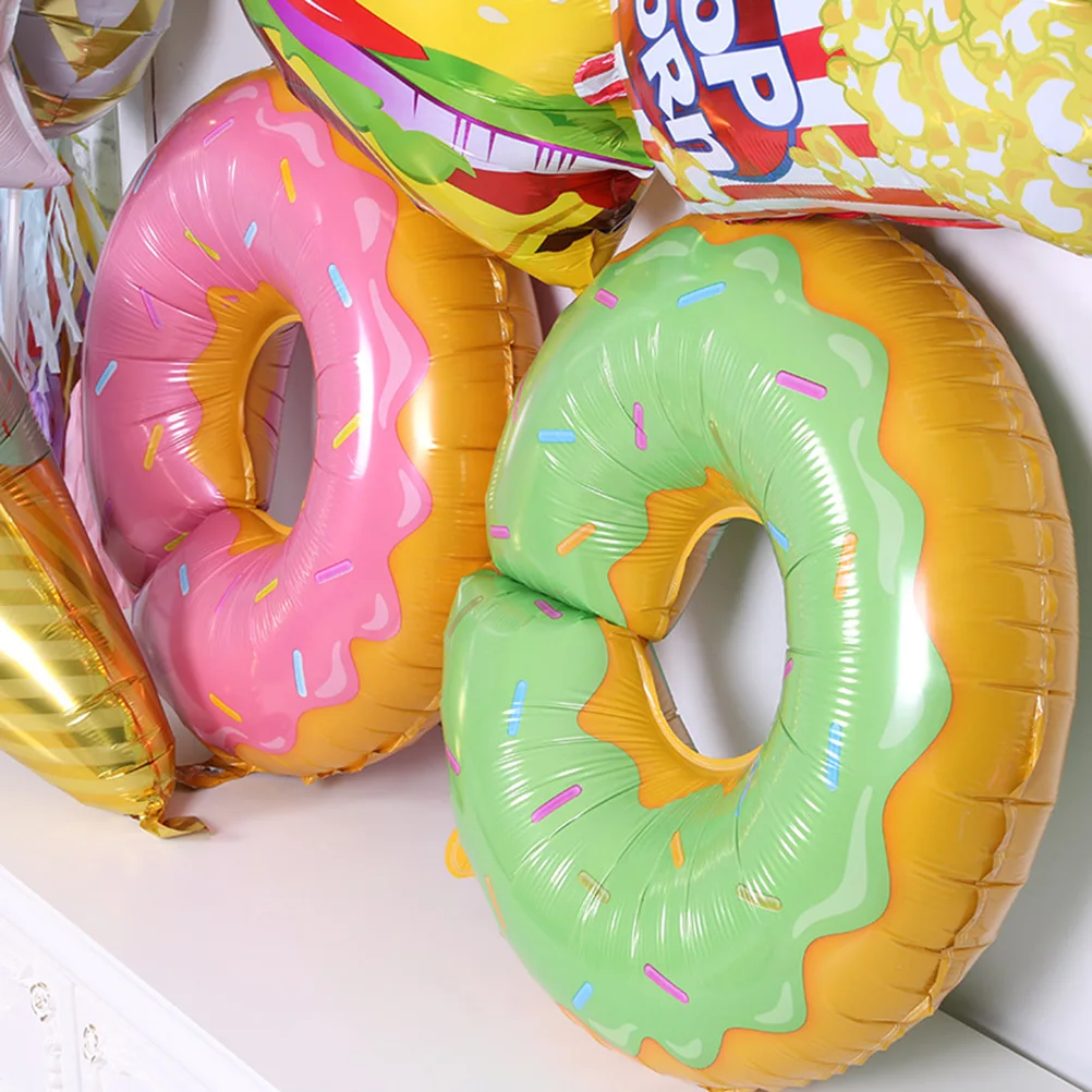 

2Pcs Doughnut Foil Balloons Birthday Wedding Decoration Photo Props Festival Summer Celebration Doughnut Balloons