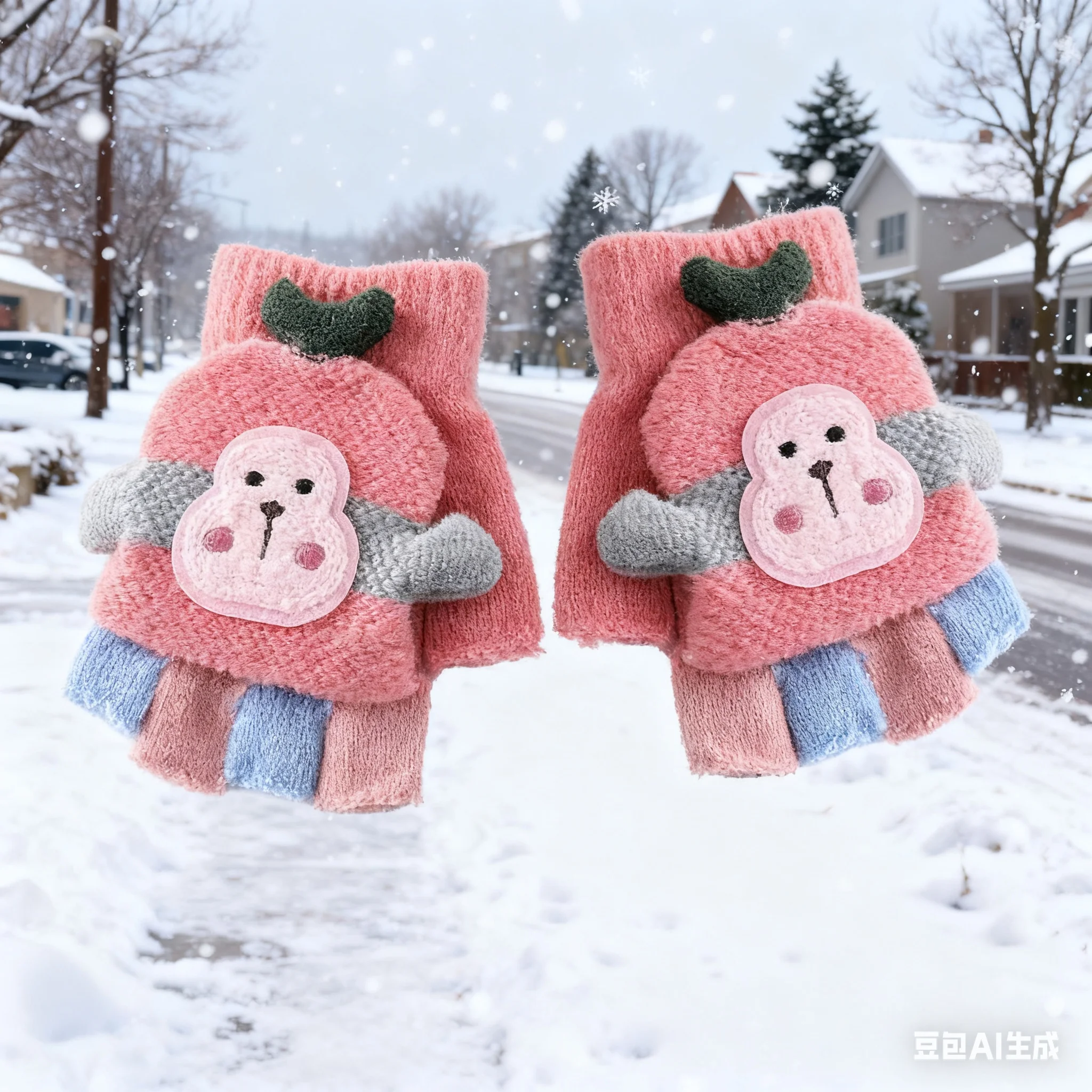 

QX2D Зимняя ветропроницаемая вязаная перчатка для учеников детской кожи для кожи под рукавицами