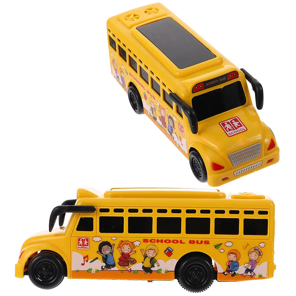 2 Pcs Kindergarten Toys Toddler Bus for Toddlers Model Inertial Car School Kids