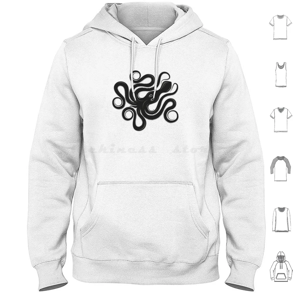 Ancient Greek Black Octopus Hoodies Long Sleeve Ancient Greece Octopus Amphorae Mediterranean Greece Pottery Ceramic