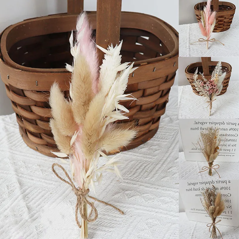 

5pcs/Lot Party Decoration Wedding Room Birthday Decor Mini Dried Flowers Bouquets Bunny Tail Grass Pampas Ramo Flores Secas