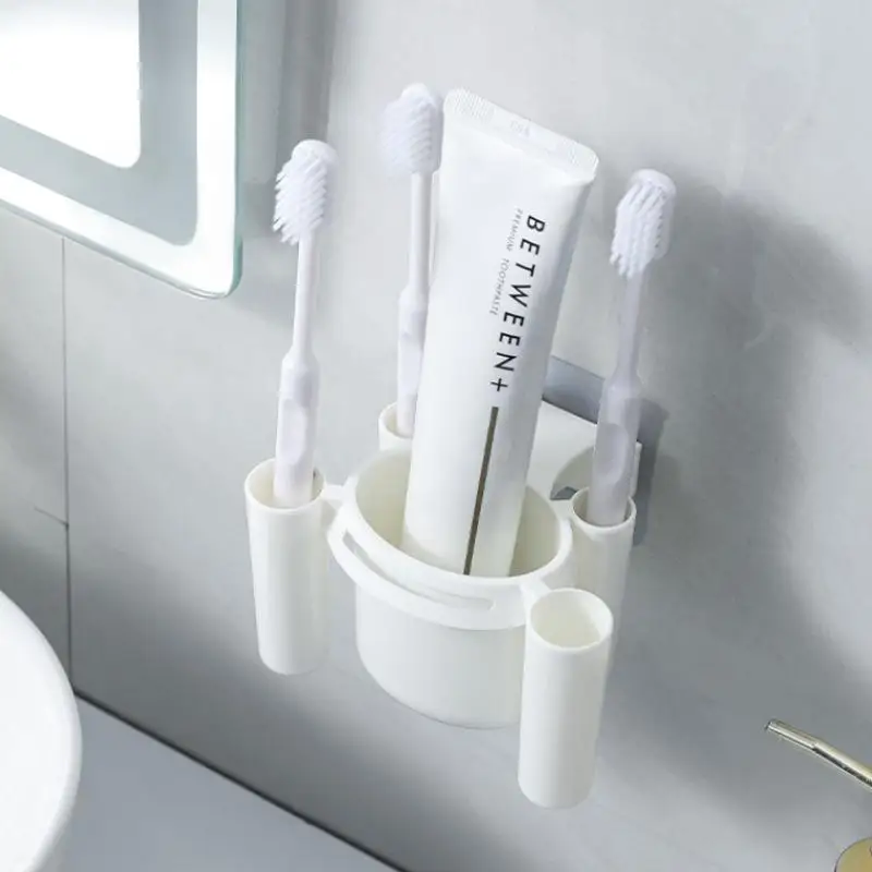 Dcy. Wall-Mounted Toothbrush Holder Toothbrush Cup Small Self-Adhesive Storage Box For Home Bathroom Kitchen