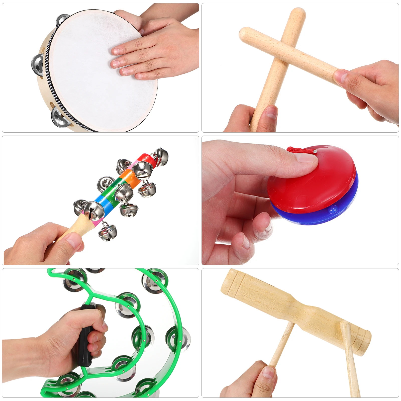 

14 Pcs Set Percussion Instrument Hand Tambourine Metal Musical Toddler Instruments