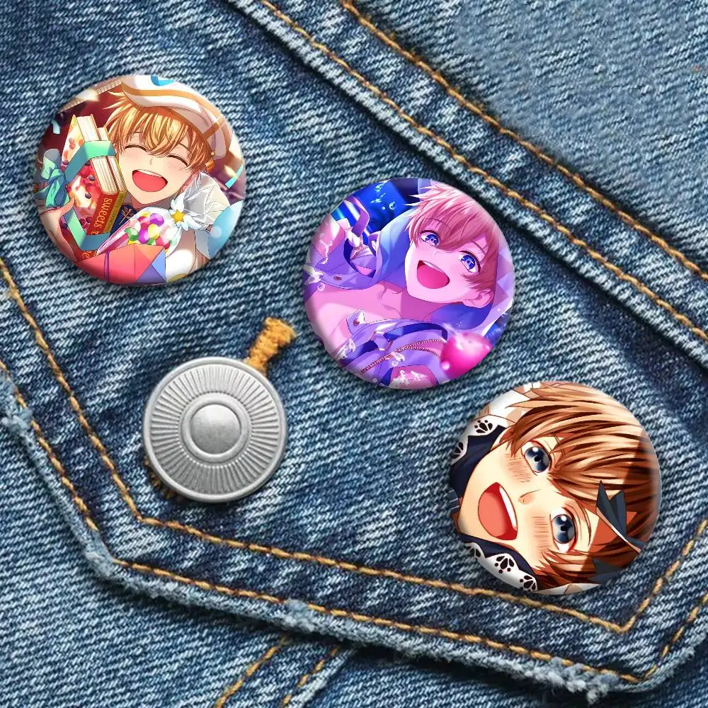 Anime Game Cartoon O-Obey Me Luke Badges Round Cosplay Pin Bag Decor Fans Collect Friends Gifts Brooch Souvenir
