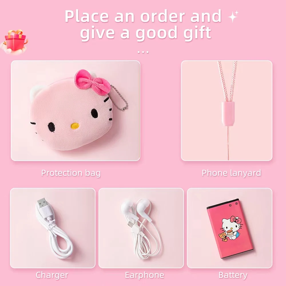 Anime Sanrio Kawaii Hello Kitty Figures Mobile Phone Kawaii Mobile Phone Cartoon Student Children Mini Mobile Phone Girl Gift