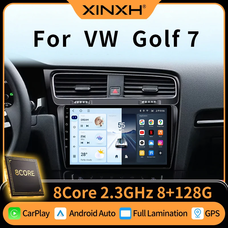Wireless CarPlay & Android Auto Car Stereo for Volkswagen Golf 7 2012-2020 DSP & 48EQ GPS Multimedia Radio Head Unit