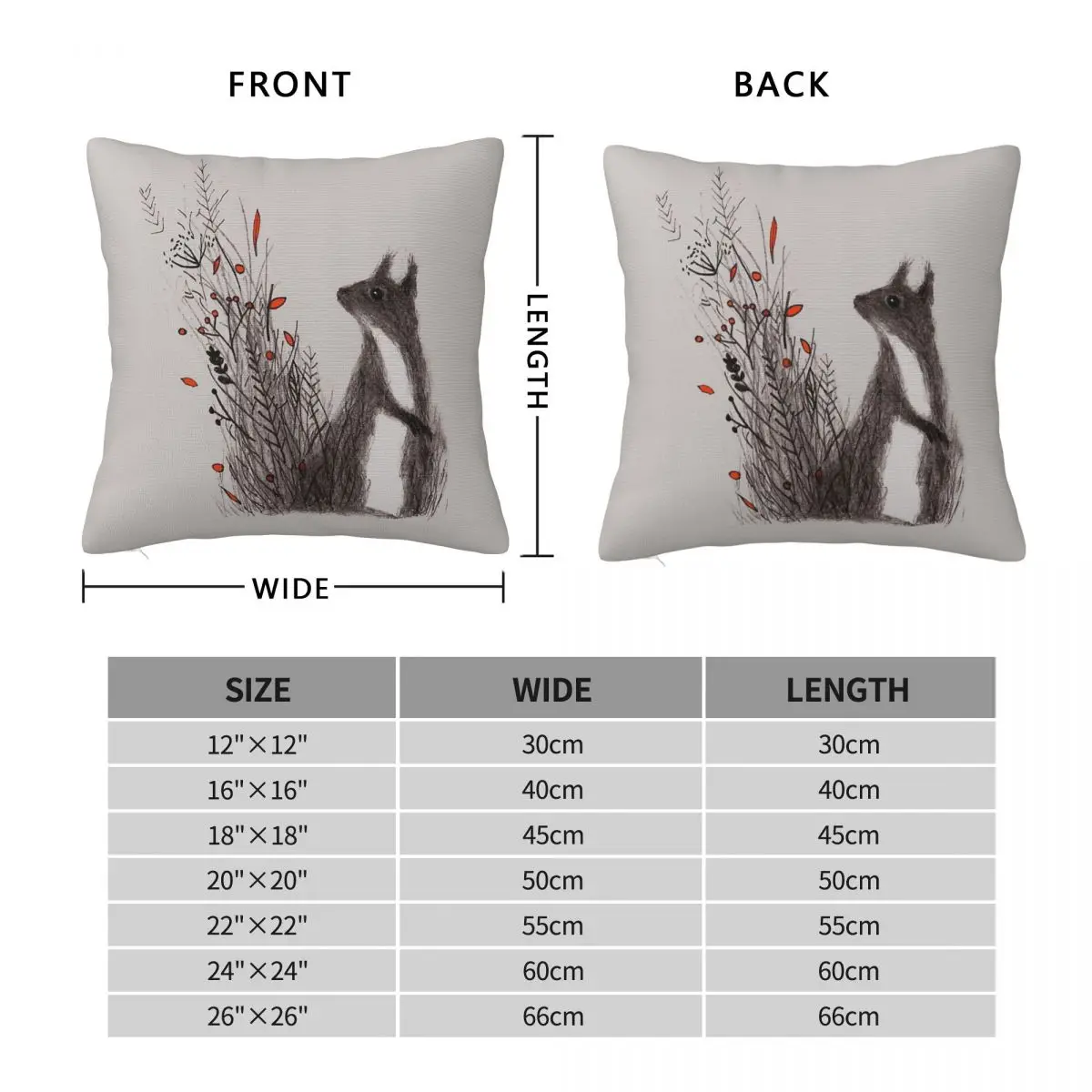 Squirrel Animal Pillowcase Polyester Linen Velvet Printed Zip Decor Pillow Case Room Cushion Cover 18