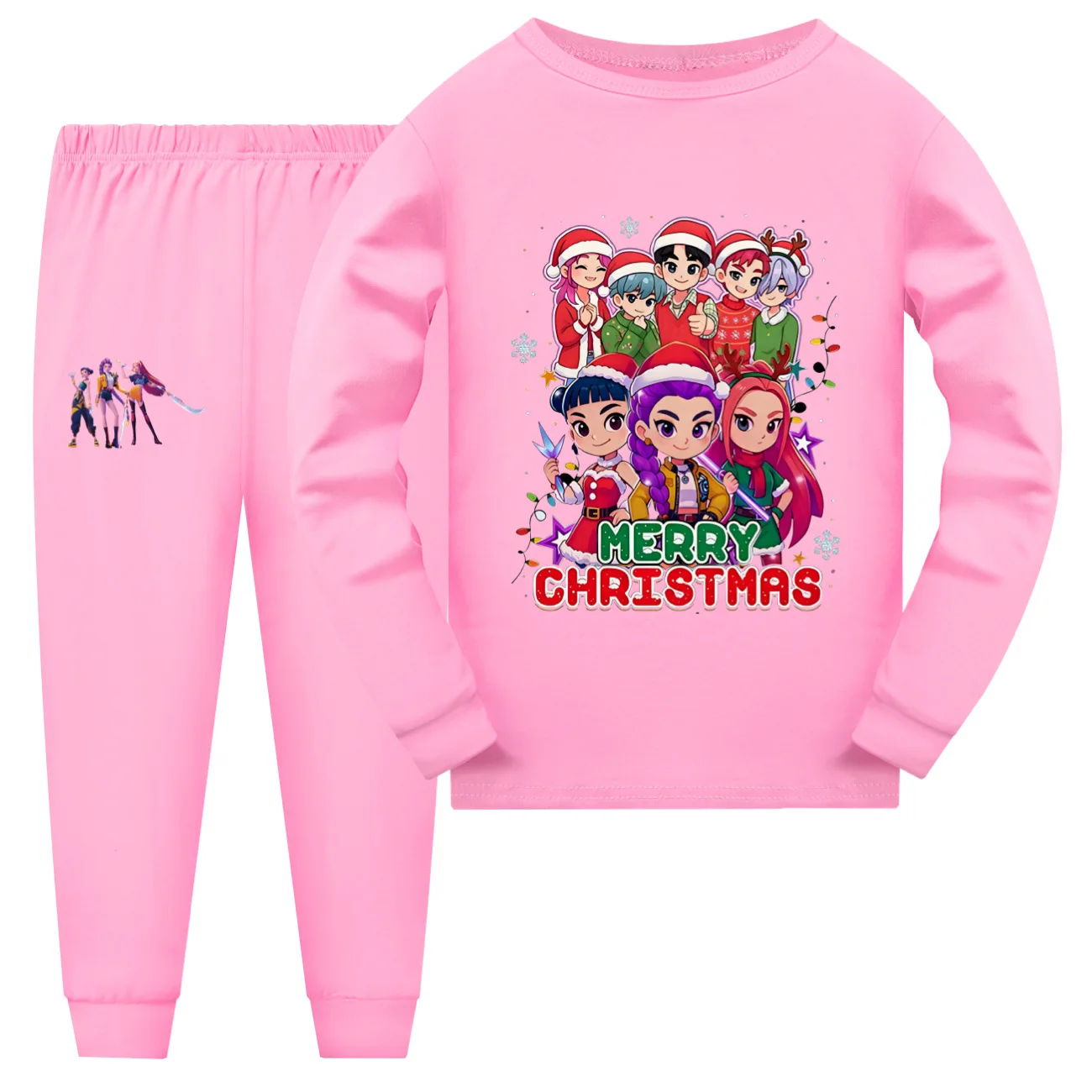 

Kpop Demon Hunters Mira Rumi Costume Christmas Pajamas Children's Clothing Kids Girls Boy Tshirt Pants Sets Carnival Outfit