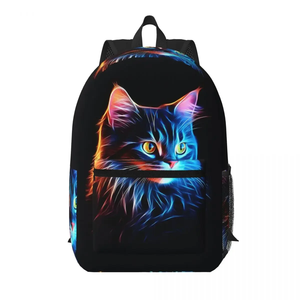 Neon Glowing Rainbow Cat Kitten Student Backpack School Bag Hiking Travel Daypack for Boys Girls Bookbag Shoulder Bags