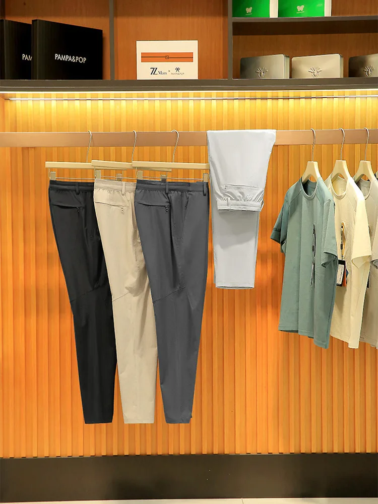 

Qui Dry легкие дышащие эластичные уличные повседневные брюки для мужчин летние модные городские прямые длинные брюки