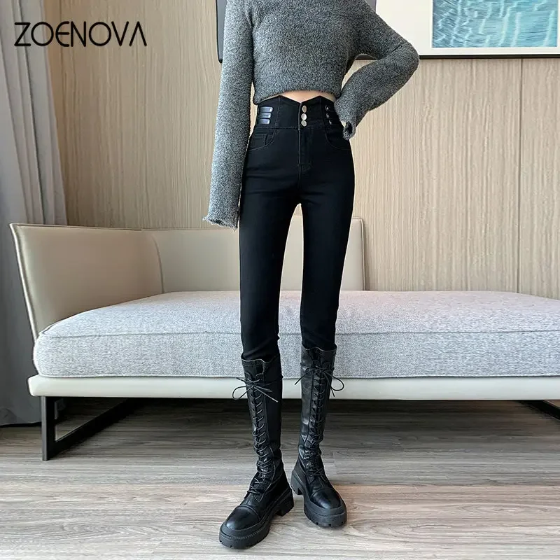 ZOENOVA Y2K Fashion Jeans Wide Leg Female 2023 Vintage Streetwear Good Quality Pencil Skinny High Strecth Full Length Trousers