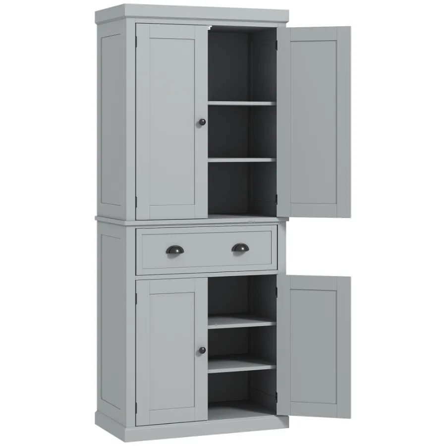 

HOMCOM 72.5 Kitchen Cabinet Pantry Storage Cabinet with Doors and Shelves Freestanding Food Pantry Cabinet Gray