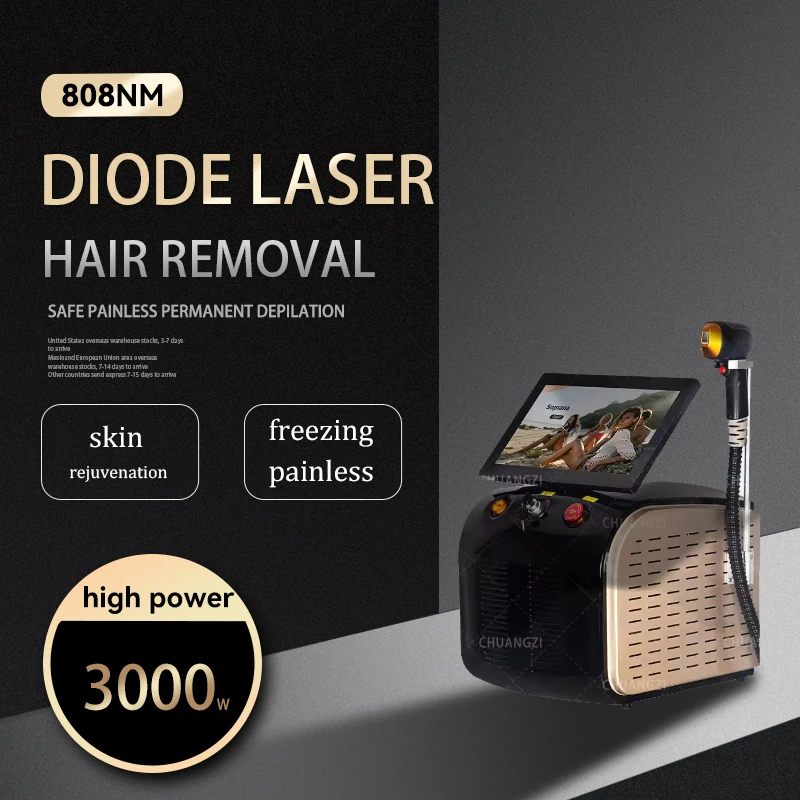 Diode Laser Hair Removal Machine 755 808 1064nm 3 wavelength Professional Ice Platinum Painless Permanent Epilator