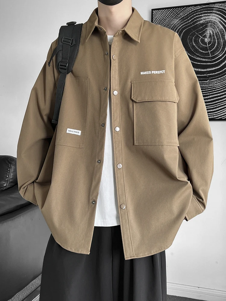 

American Sle Long Sve Casual irt Men's Jaet Spring Autumn Lightweight Workwear irt Polyester Fiber Outdoor Commuti...