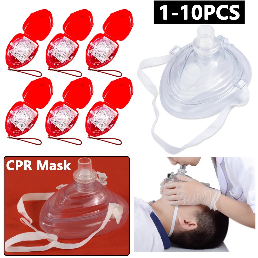 1-5PC Portable CPR Mask Artificial Respiration Rescue Device First Aid Kit Emergency One-Way Valve Breathing Mask Breath Trainer