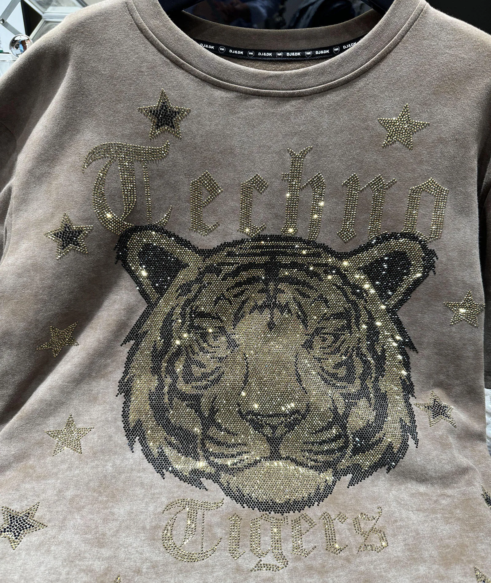 Rhinestone Tiger Luxury Plus Size T-shirts for Women 150KG Short Sleeve Loose Big SizeTunic Ladies Tops Brand Gothic Tshirt Y2K