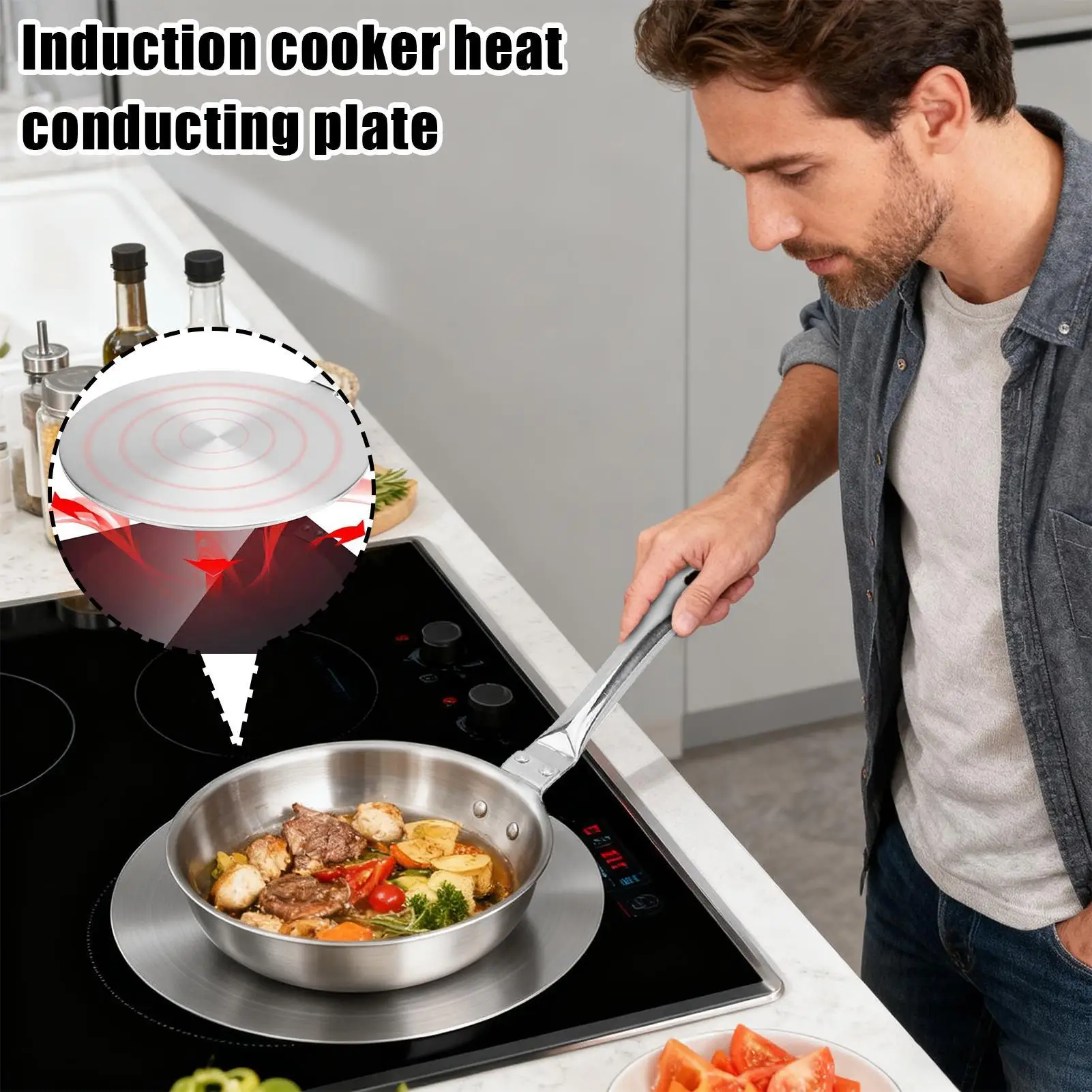 Induction Adapter Plate Cooking Simmer Disk Heat Diffuser Induction Cooktop Adapter For Apartment Home Dorm Small Space